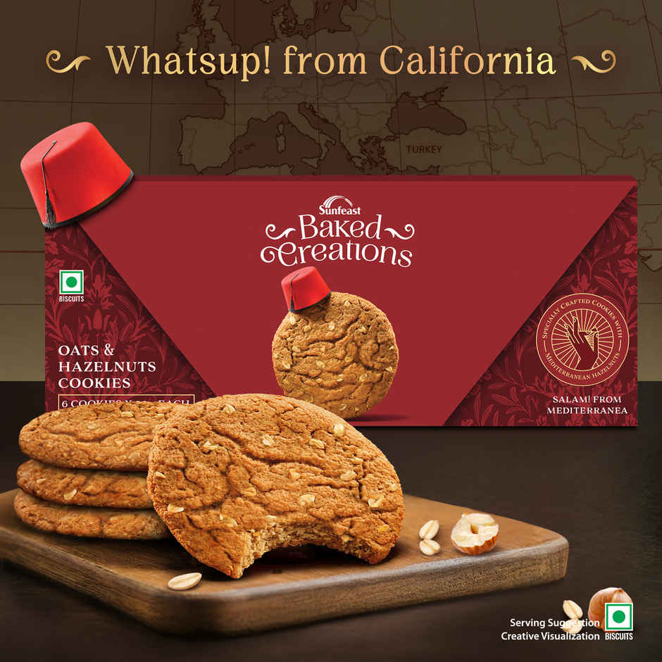 Oats & Hazelnut Cookies Crafted with Turkish Hazelnuts by Sunfeast Baked Creations