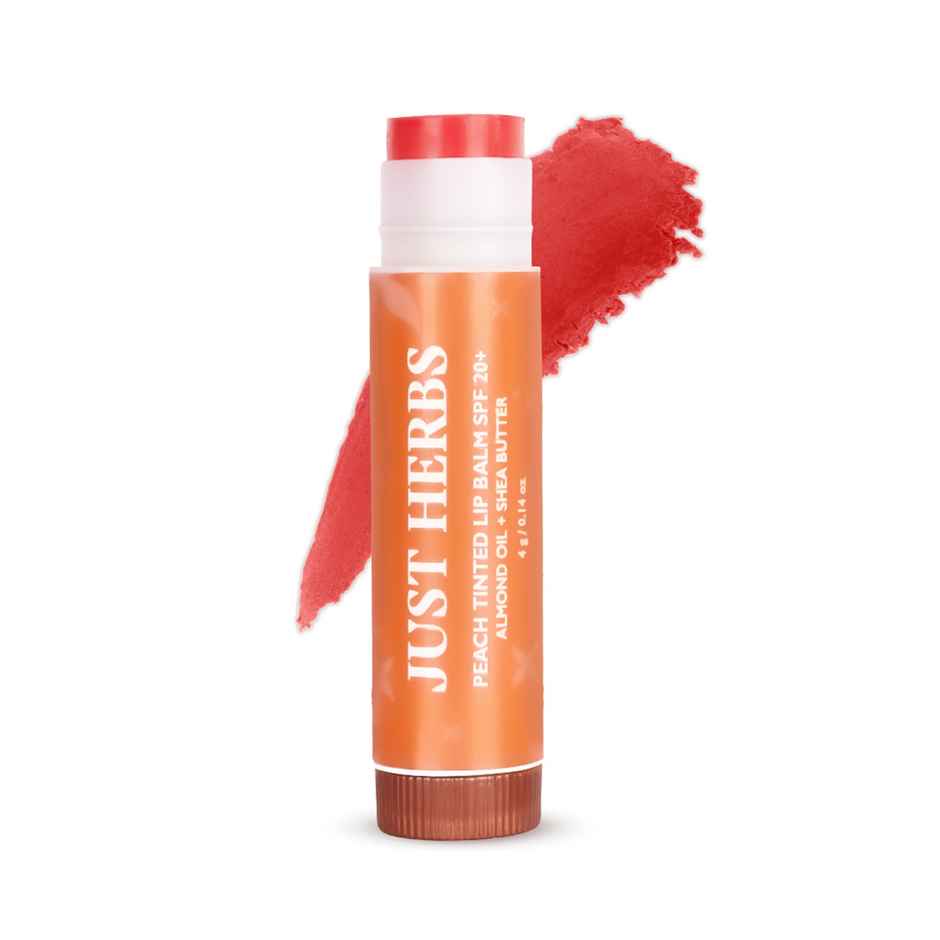 Just Herbs Tinted Lip Balm SPF 20+ For Dry And Chapped Lips For Women And Men - Peach