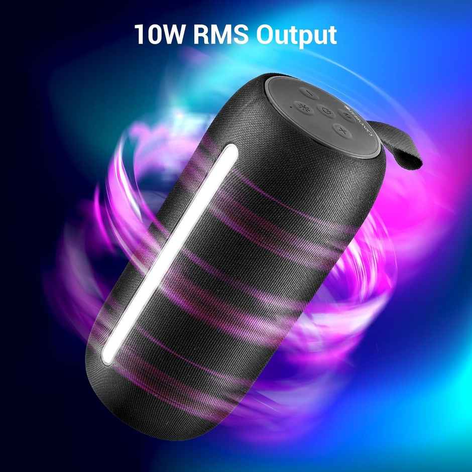 Zebronics Sonic Pod 20 10W Bt Speaker, 15 Hr Playback, Rgb Led, Tws, Usb/Msd/Aux, Black