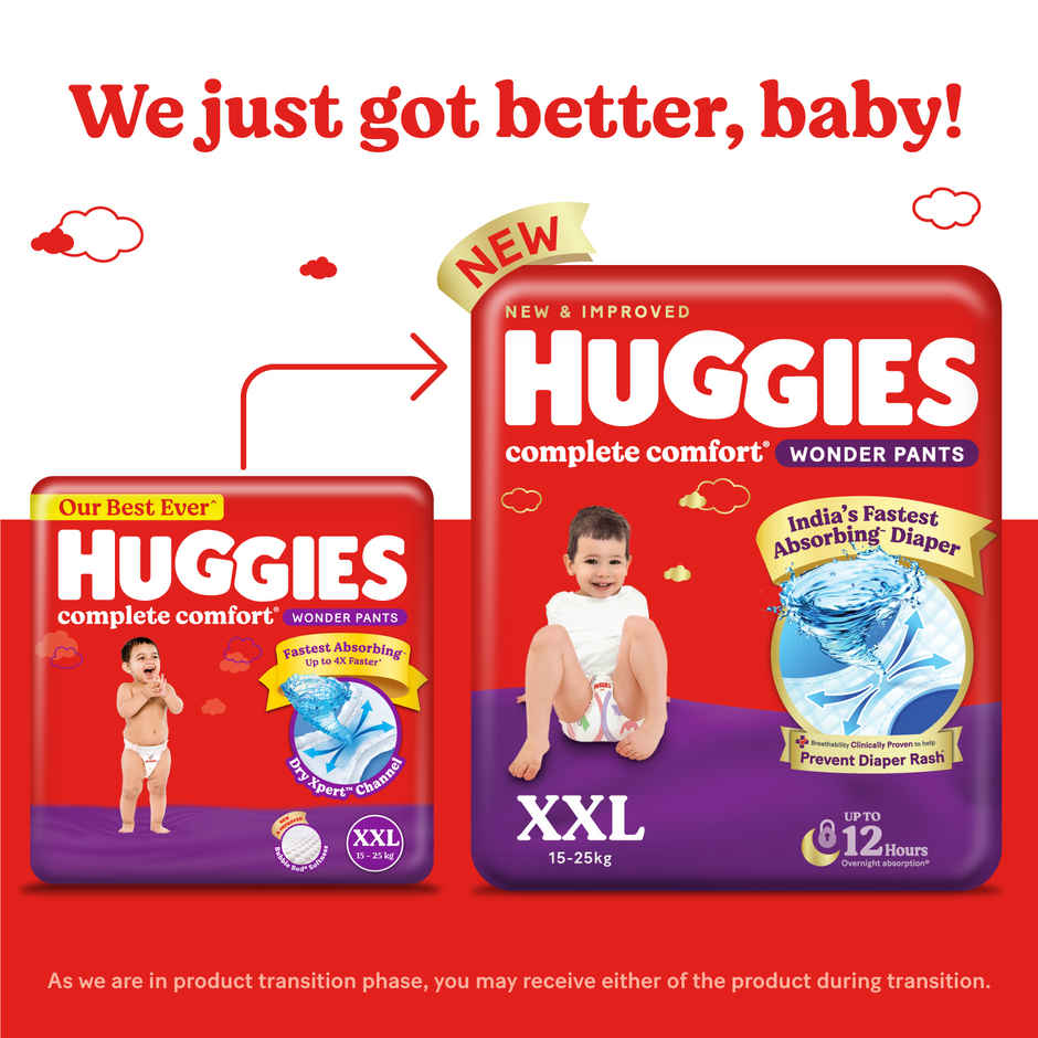 Huggies Complete Comfort Wonder Baby Diapers | Pant Style | 2XL | 24 pcs Combo
