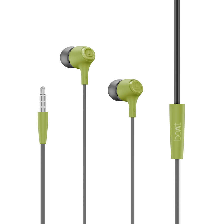 boAt Bassheads 95 Wired Earphones W/ Signature Sound | 10 mm Dynamic Drivers | Spirit Lime
