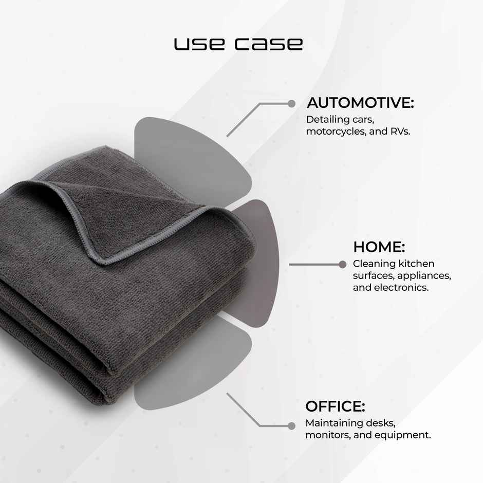 Robustt Microfiber Cloth 350 GSM | Grey | Pack Of 1