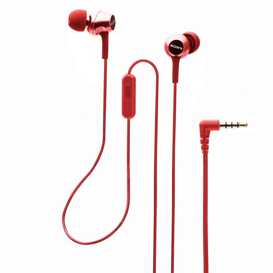 Sony Mdr-ex155ap in-ear Wired Headphones With Mic | Hands-free Call | Tangle Free Cable-red