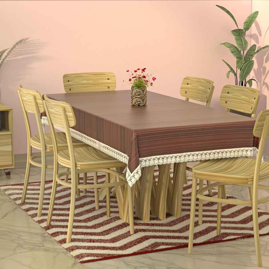 Kuber Industries Wooden Print 6 Seater Dining Table Cover | Table Protector Cover | 90 x 60 | Brown