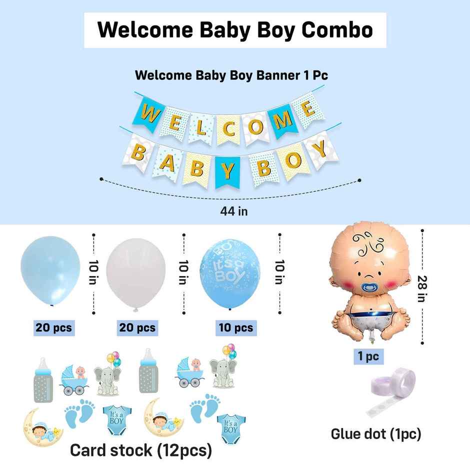 Welcome Home Baby Boy Decoration Kit | Blue | Party Propz