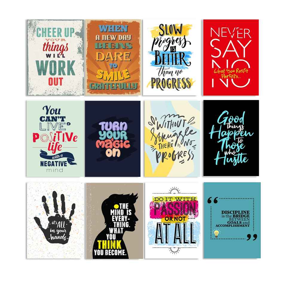 Paper Plane Design Motivational Wall Posters | Set of 12 | (29 cm x 21 cm) D36