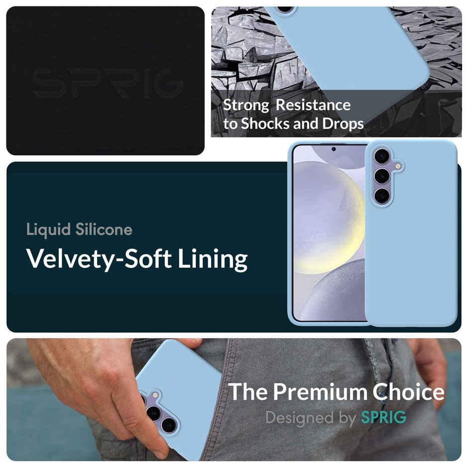 Sprig Premium Back Cover for Samsung Galaxy S24 Plus Phone Liquid Silicone Shock Proof | Blue