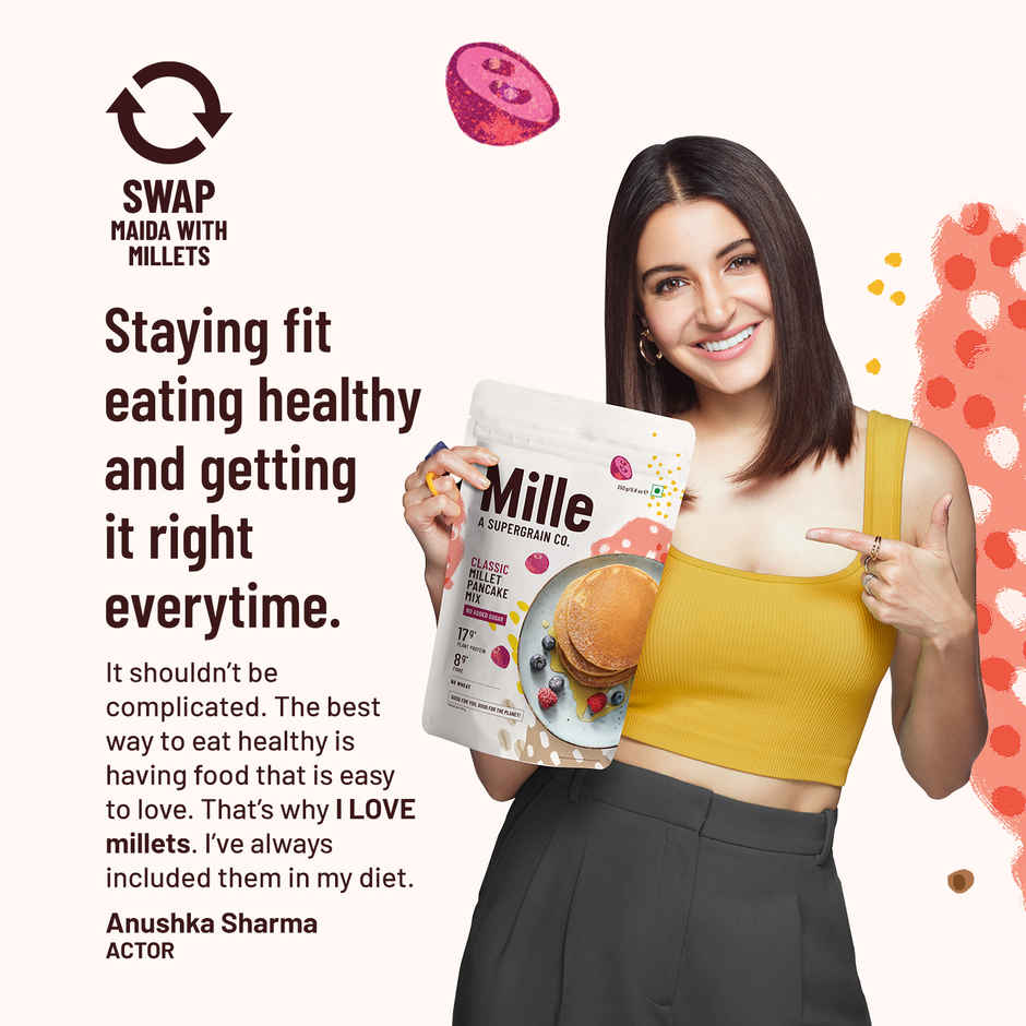 Mille Classic Pancake mix | Zero Sugar | No atta | No maida, Gluten free | 17g Protein | 8g Fibre