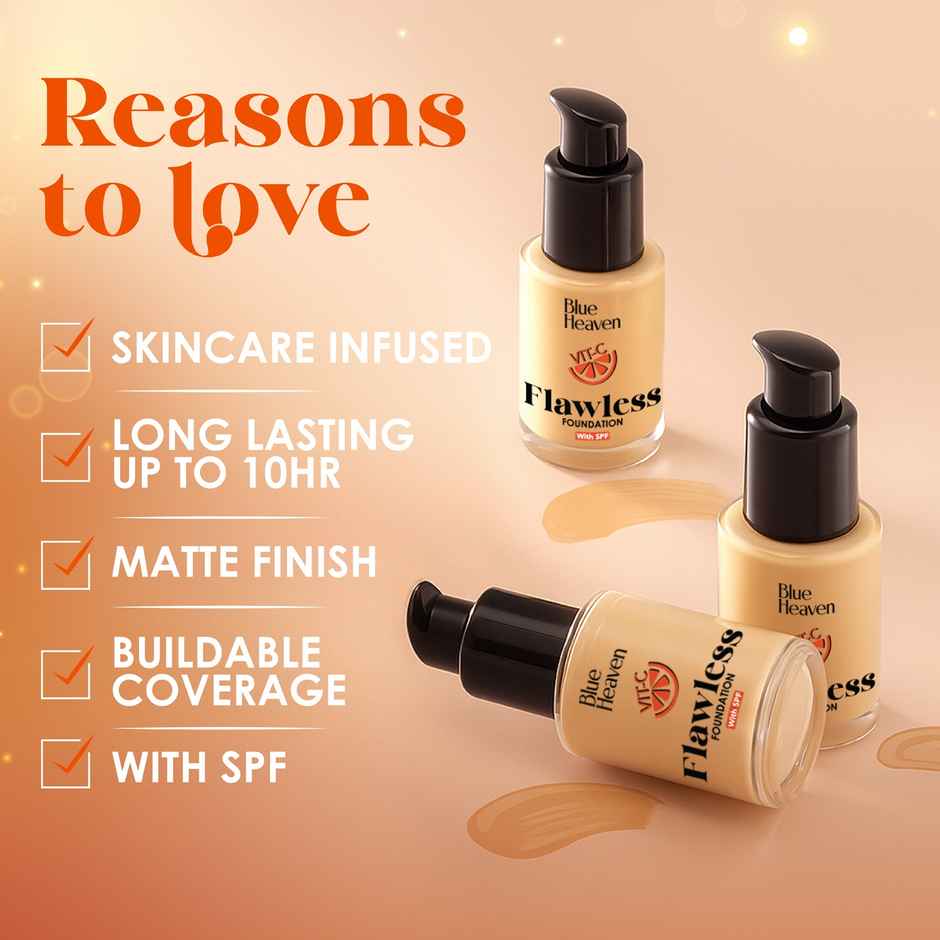 Blue Heaven Flawless Foundation with SPF | Vitamin C & Niacinamide | 02 Golden Natural