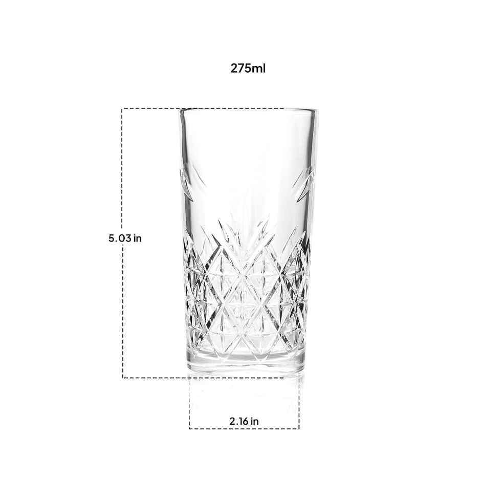 Cello Classix Tumbler Glass Set | Glass Tumblers for Water, Juice & Mocktails | Clear - 275 ml