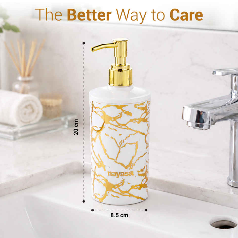 Nayasa Stylo Plastic Soap Dispenser | 600 ml | Gold