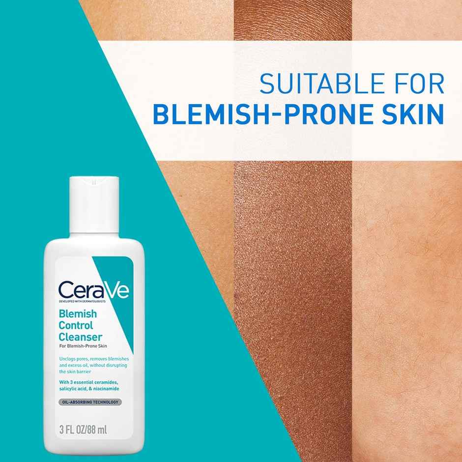 CeraVe Blemish Control Cleanser Face Wash With 2% Salicylic Acid & Niacinamide For Acne-Prone Skin