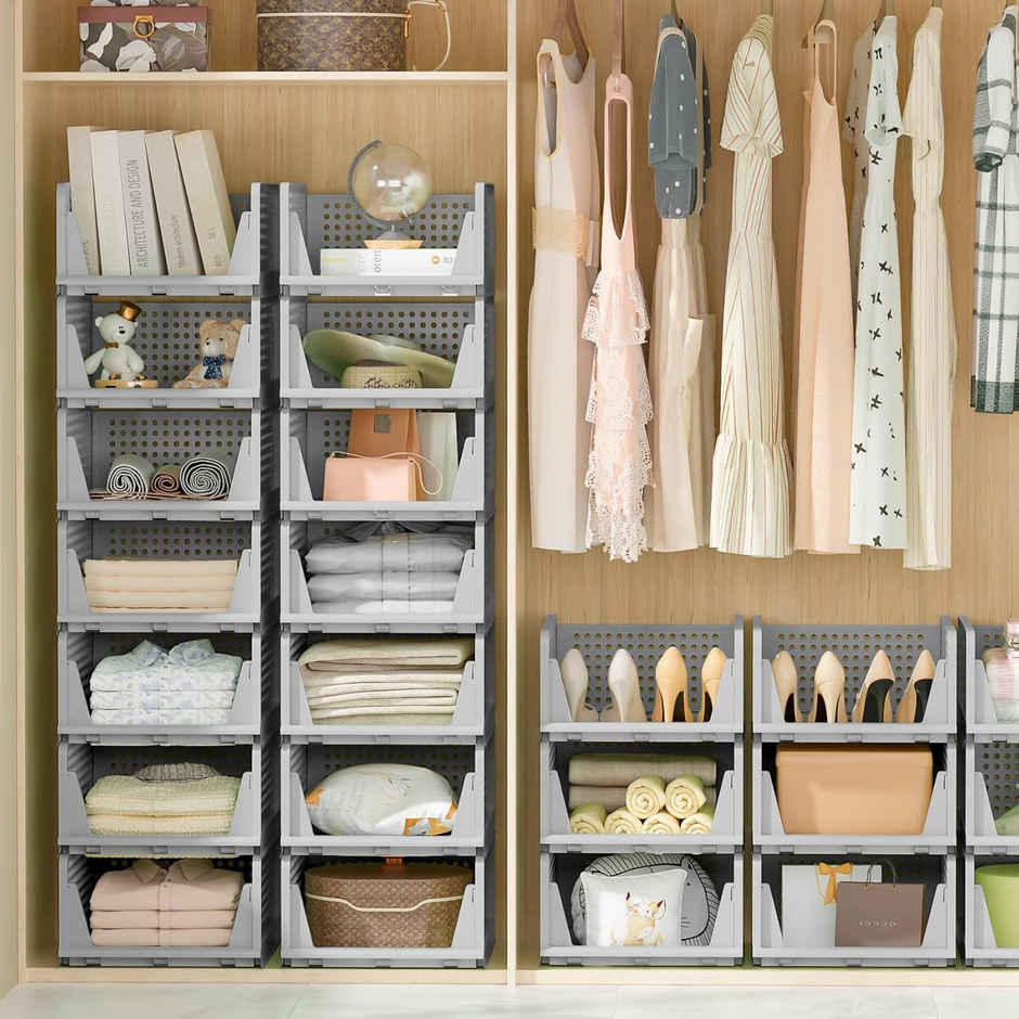 PrettyKrafts Foldable Wardrobe Clothes Organizer With 4 Shelves