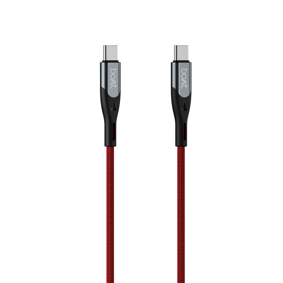 boAt Type C to C 100W Cable w/480 Mbps Data Sync and 100W PD, PPS AND QC support.| Martian Red