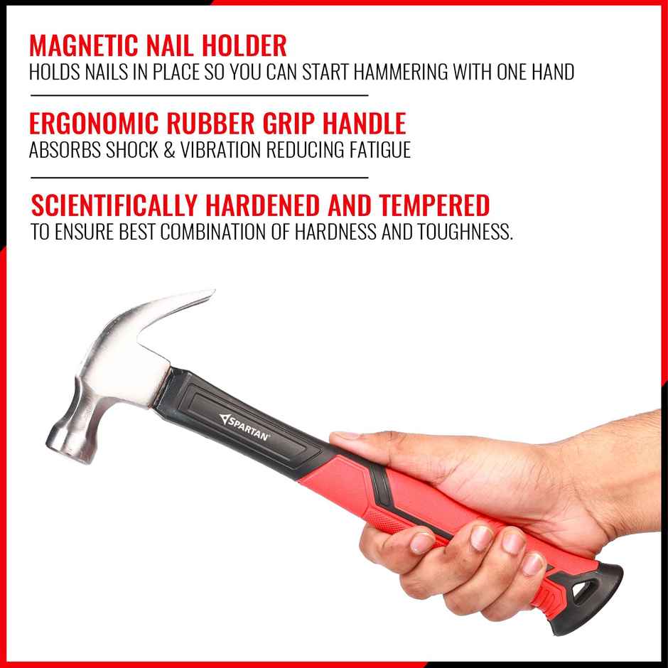 Spartan 8oz Claw Hammer | Magnetic Nail Holder | Fiberglass Grip | DIY Carpentry