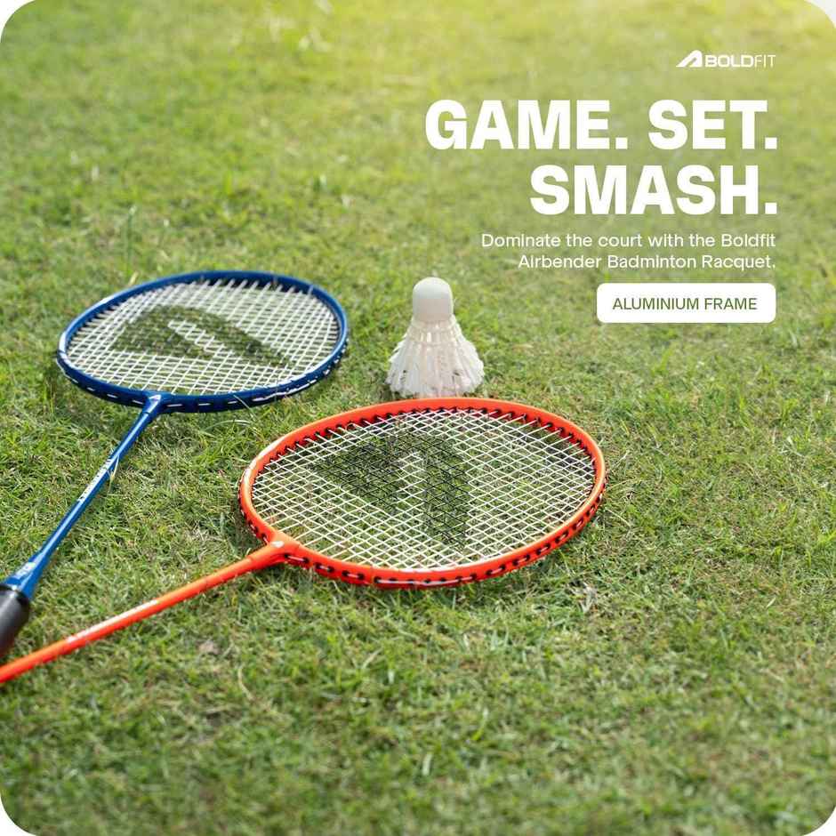 Boldfit Badminton Rackets Aluminium Shuttle Bat With Full Cover Bag - Blue