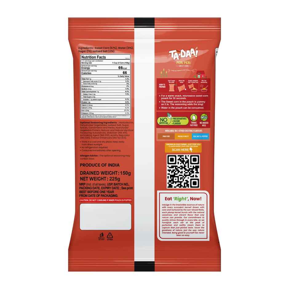 Tadaa Sweet Corn Kernels Peri Peri