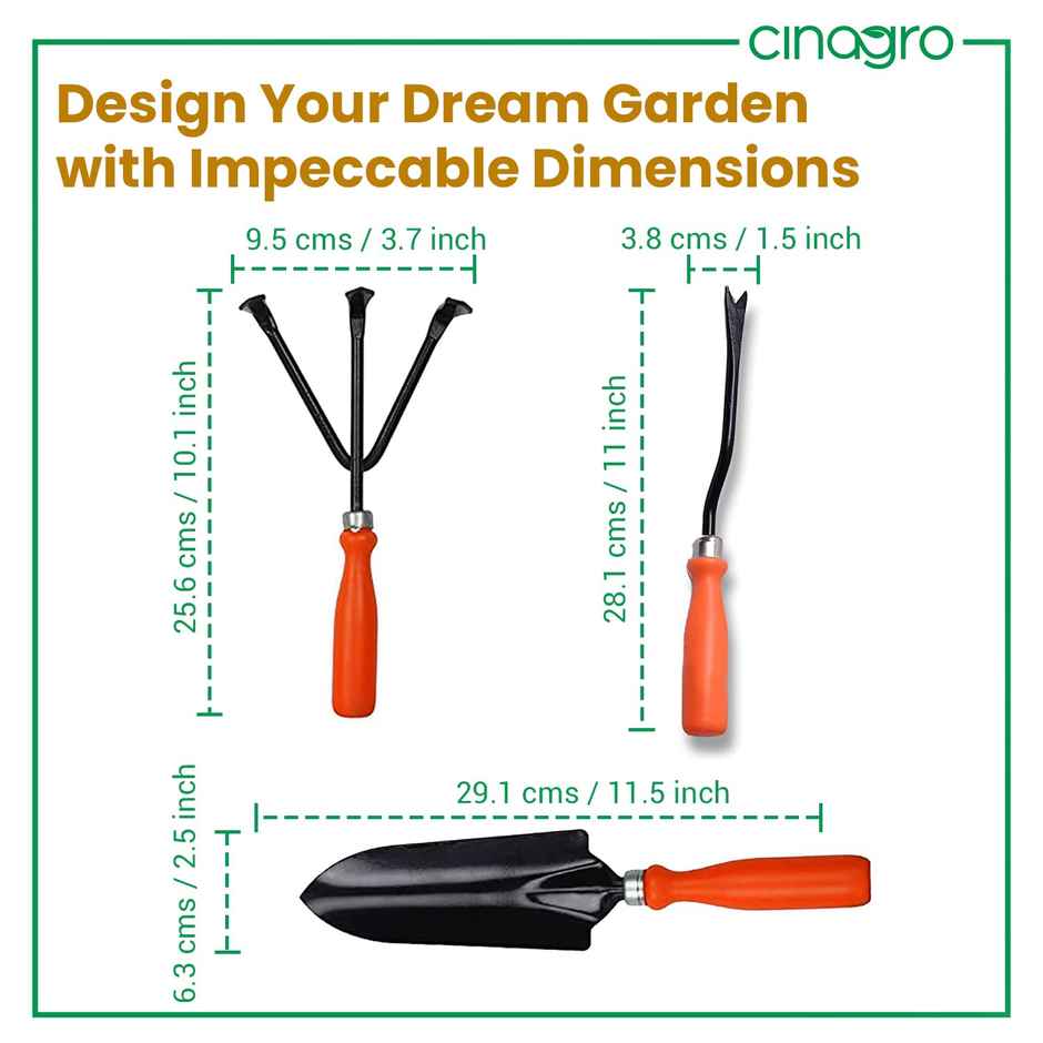 Cinagro Garden Tools - Shovel, Cultivator & Weeder (Garden Digging, Tilling Tools)