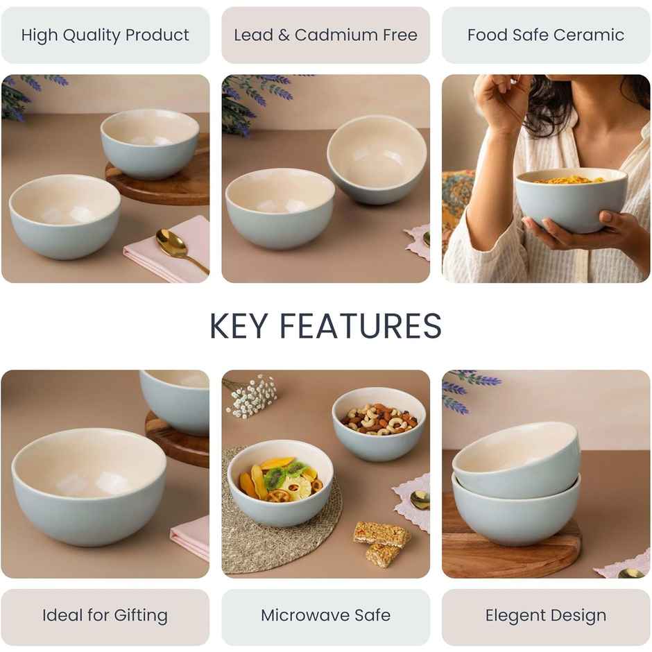 The Earth Store Grey Mellow Ceramic Bowl | 450 ml