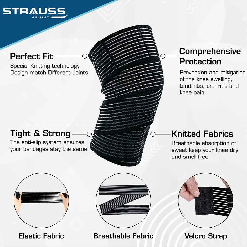 Strauss Elastic Knee Compression Bandage Wraps
