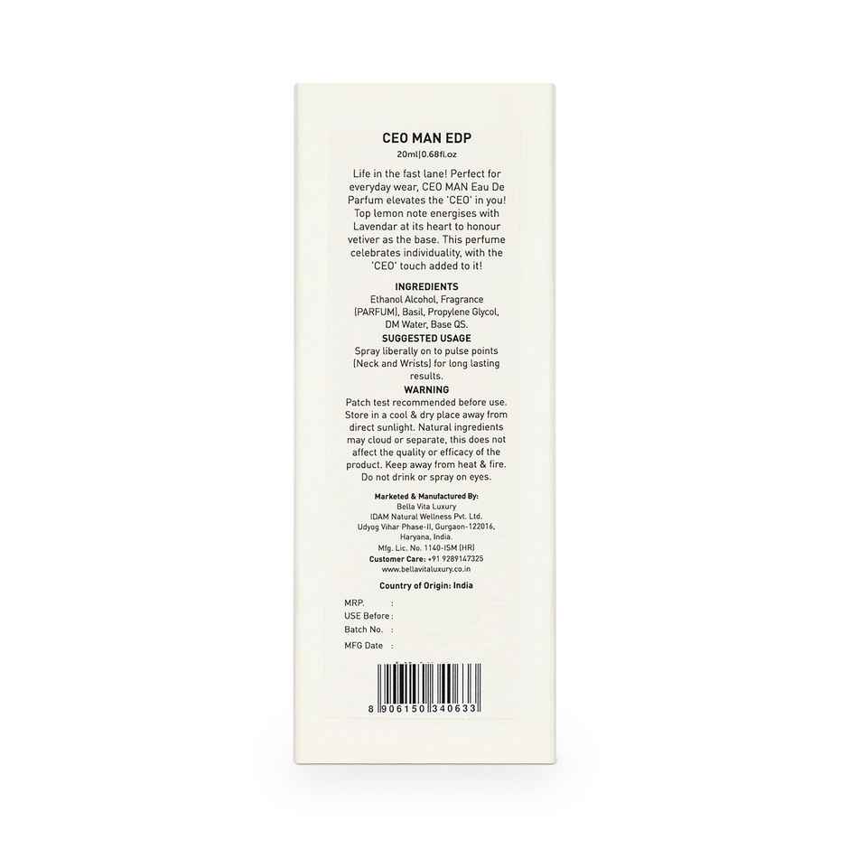 Bella Vita Organic CEO MAN EDP Perfume for Men