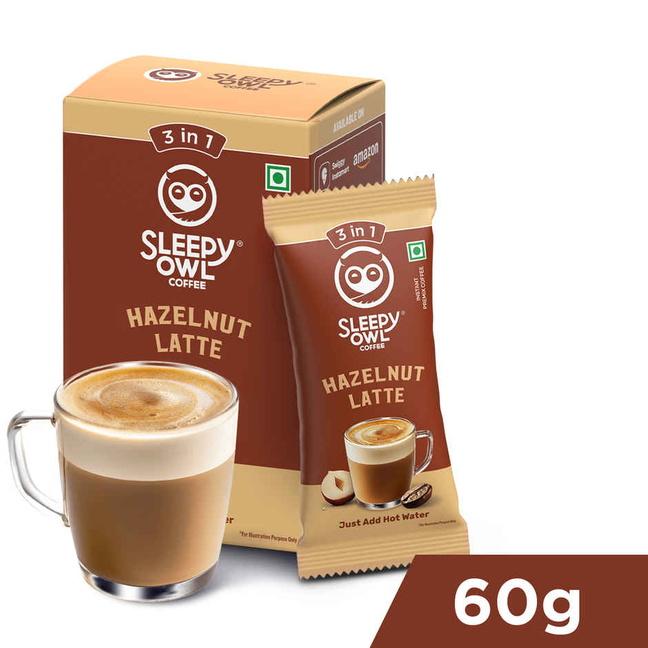 Sleepy Owl Hazelnut Latte Medium Roast Coffee Premix Sachets