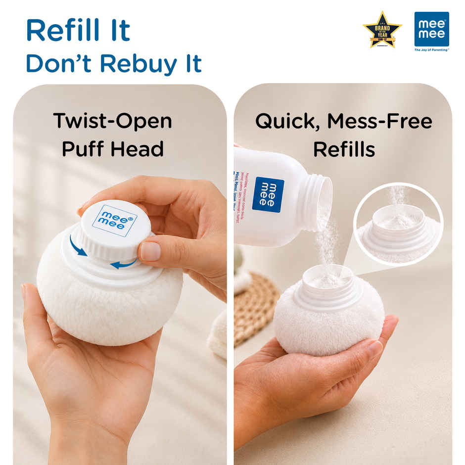 Mee Mee Soft Feel Powder Puff with Box Holder | BPA-Free | Blue