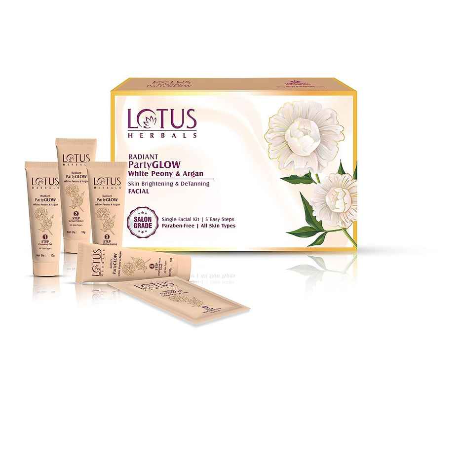 Lotus Herbals Radiant Partyglow White Peony & Argan Oil Detanning Facial Kit