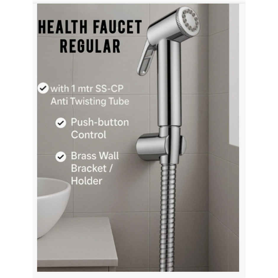 Agmeco ABS Health Faucet Conti with 1 mtr. SS-CP Tube and ABS Chrome Plated Wall Mounting Bracket
