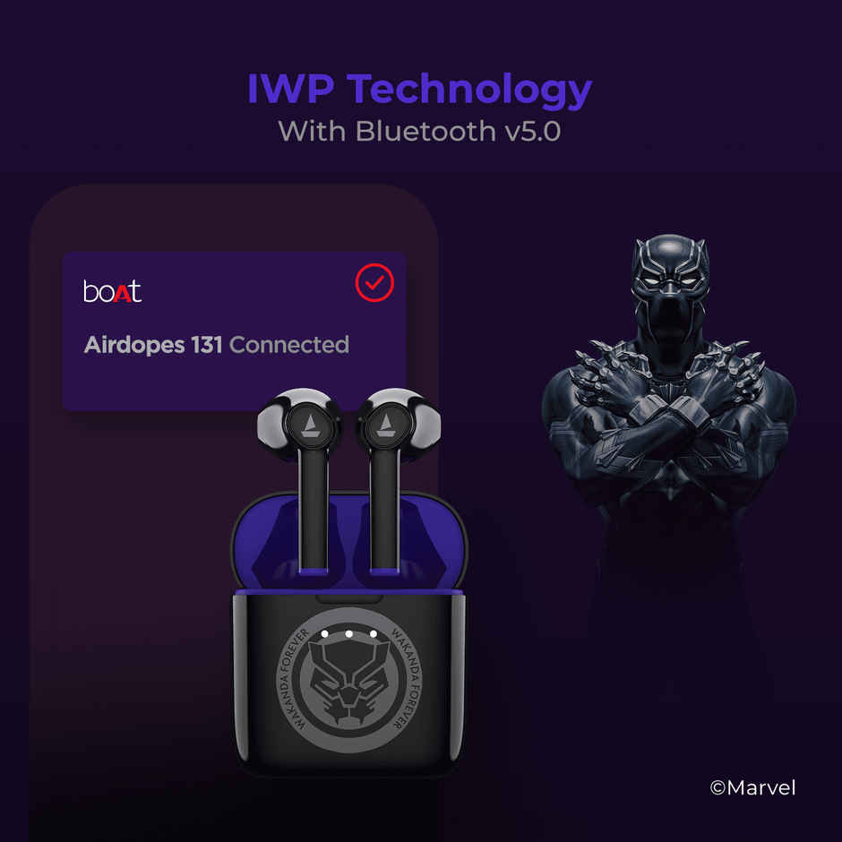 boAt Airdopes 131 TWS Earbuds with mic, 60 Hrs Playtime, ASAP Charge, 13mm Drivers & BT v5.1 - King's Black