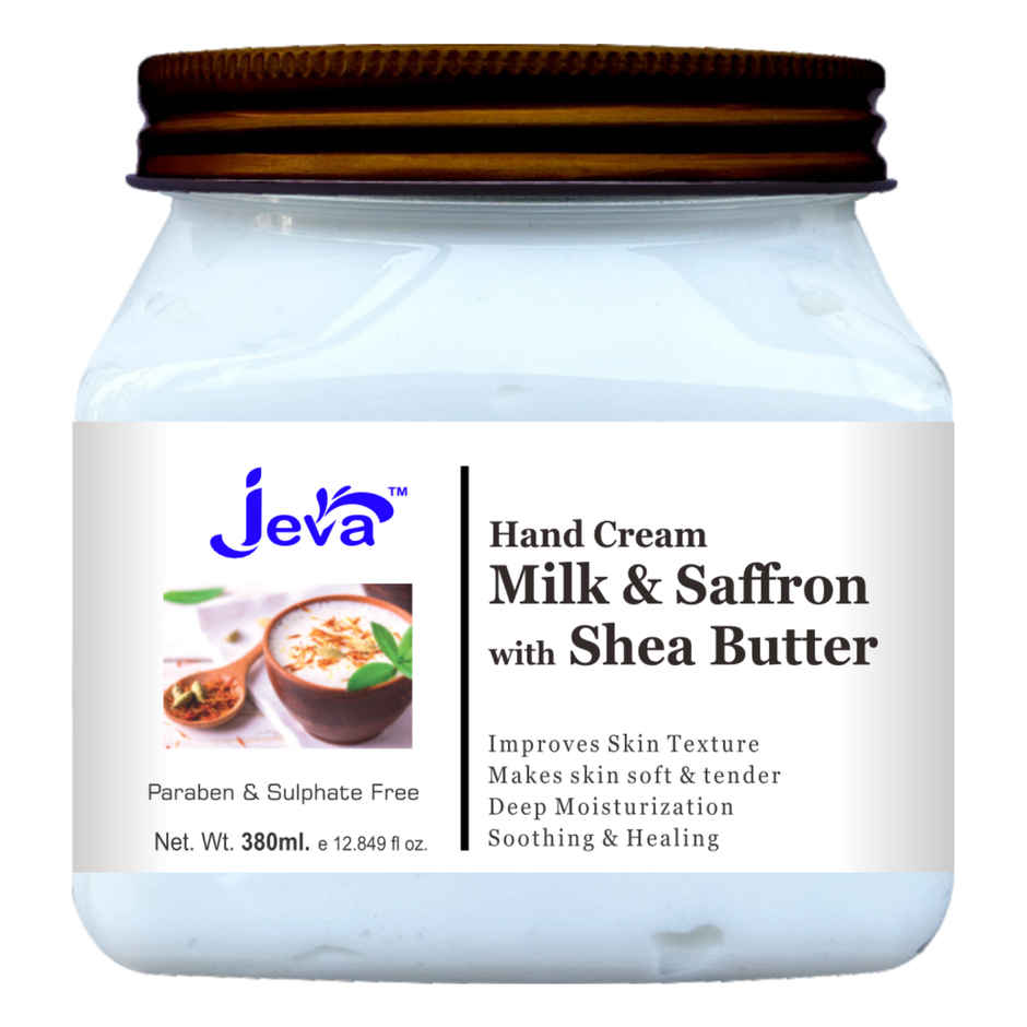 Jeva Milk and Saffron Hand Cream with Shea Butter Deep Moisturizing and Softening Gel