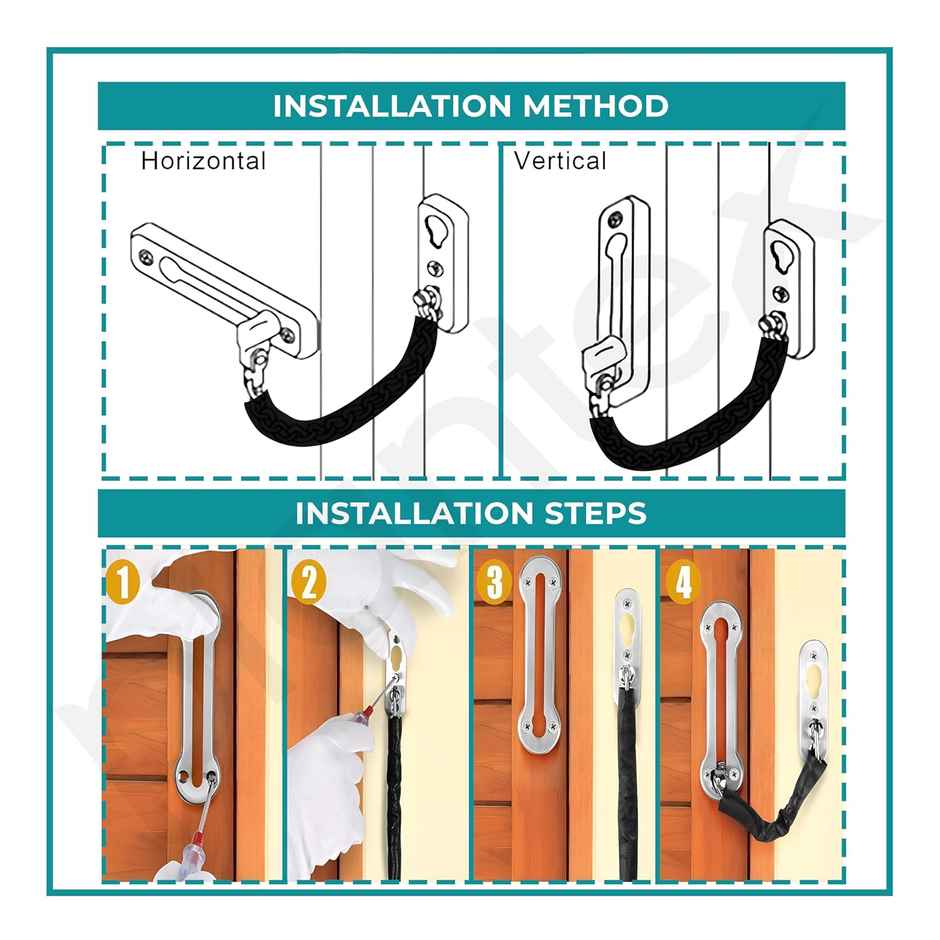 Plantex Stainless Steel Chain Lock for Main Door - Matt