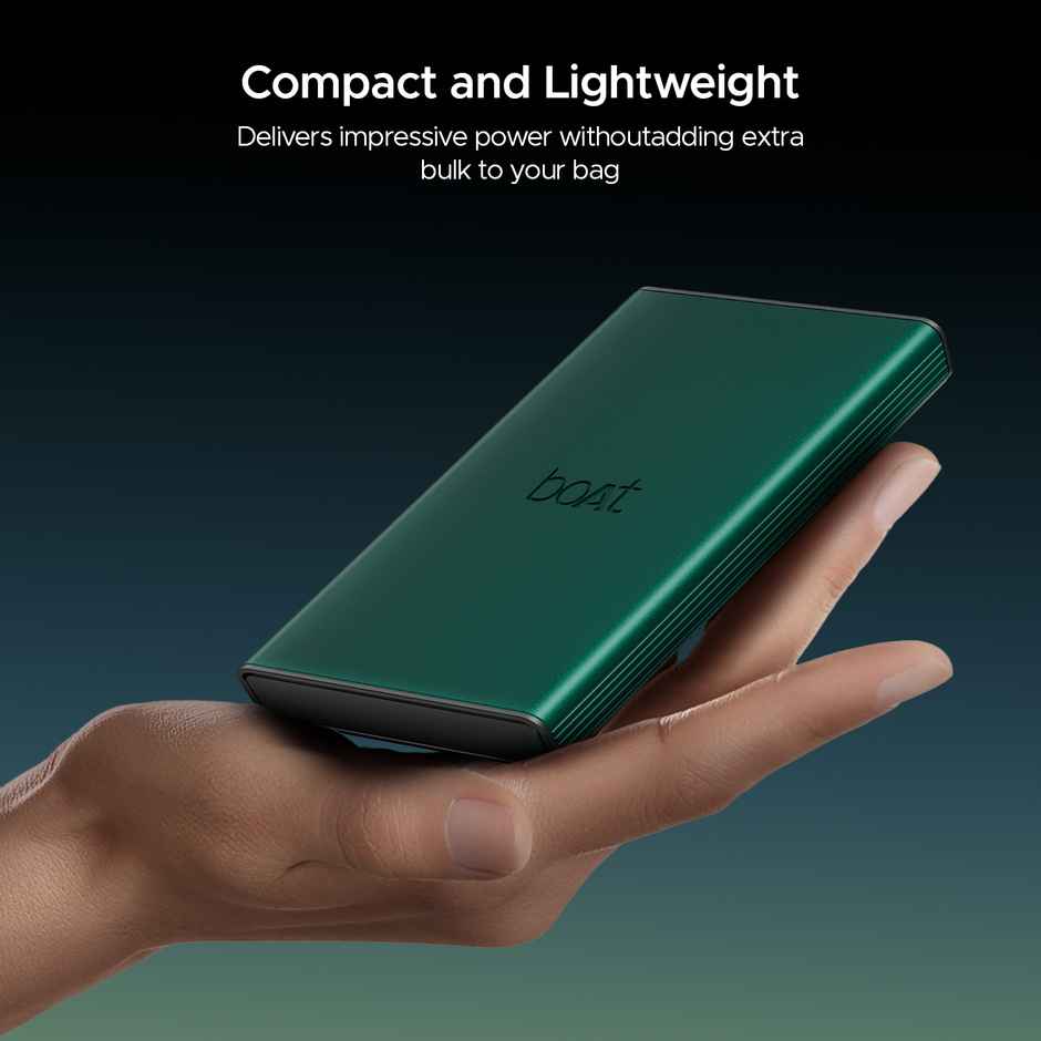 boAt 10000 mAh Pocket Size Power Bank w/ 2-Way 22.5W Fast Charging - PB300 Pro (Emerald Green)