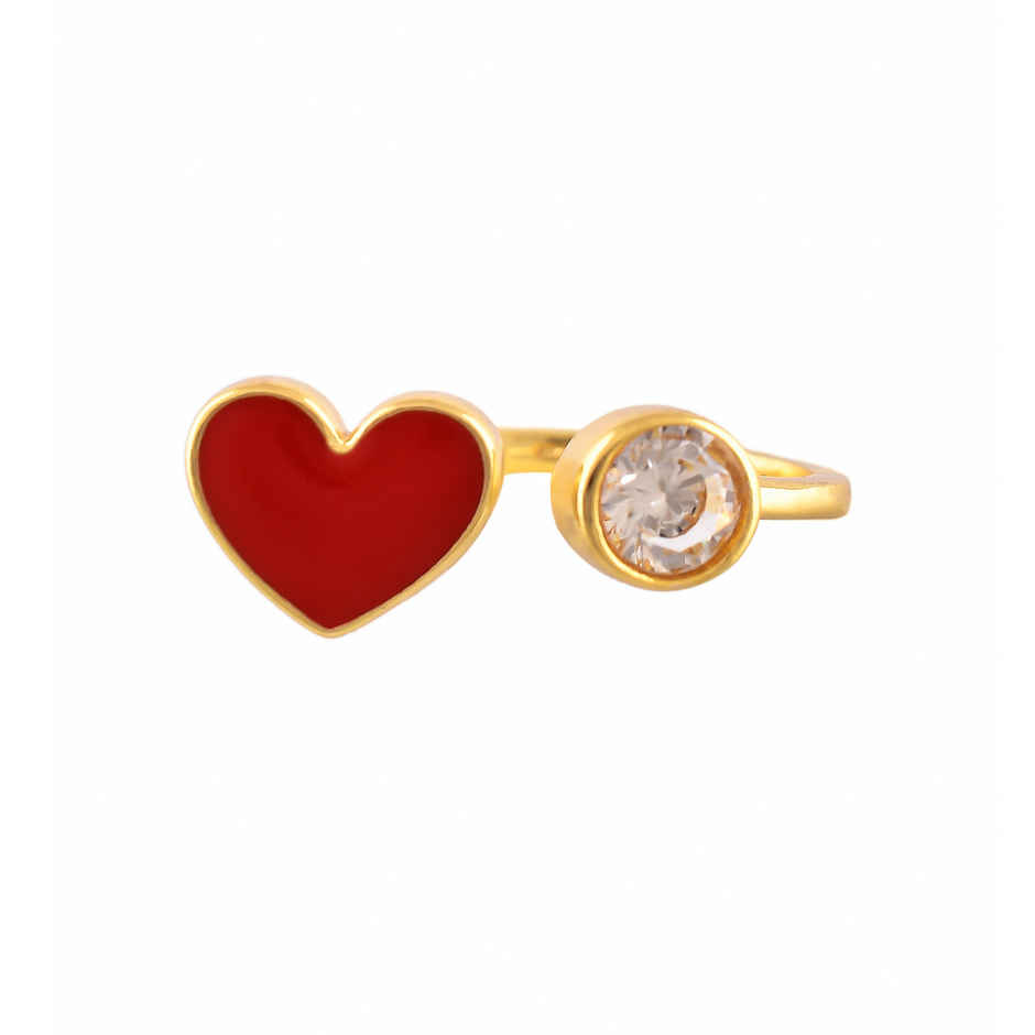 Voylla Valentine's Day Red Heart Open Finger Ring