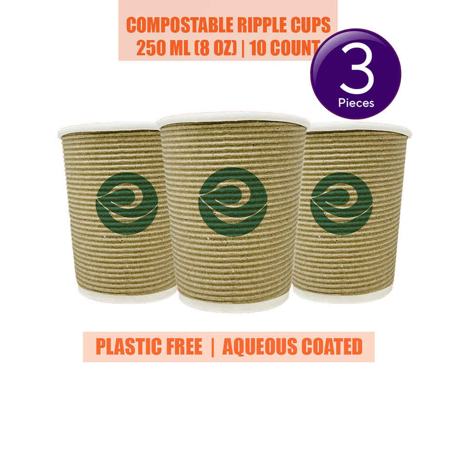 ECO SOUL 250 ml | 10 Count | Disposable Cup/Glass Combo 
