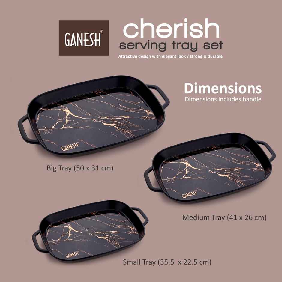 Ganesh Cherish Plastic Rectangular Serving Tray for Tea | Snacks Color May Vary