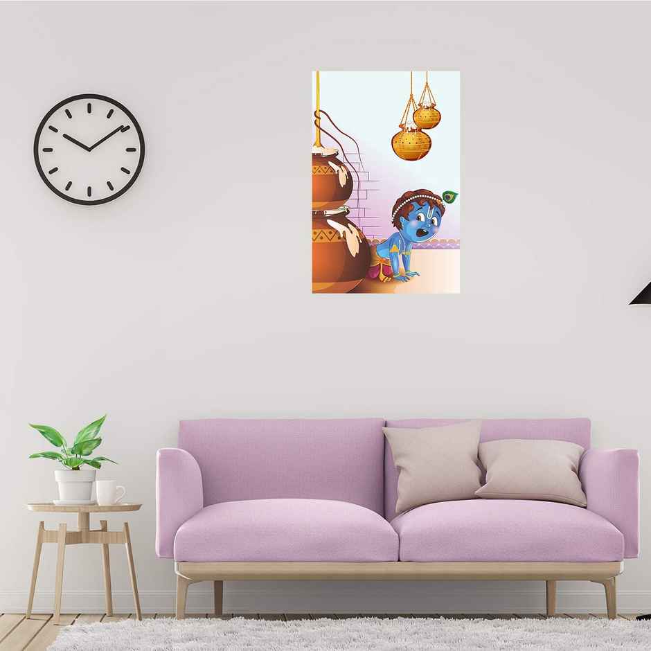 Paper Plane Design Religious Baby Krishna Poster | Size 12 x 18 Inch | D2