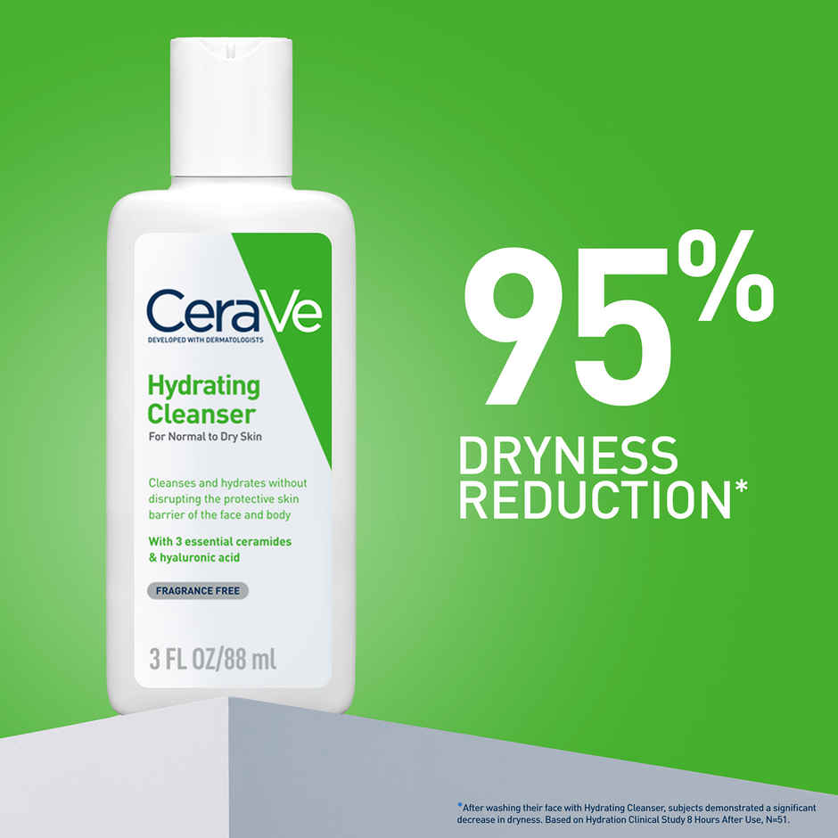 CeraVe Hydrating Cleanser Non-Foaming Face Wash For Dry Skin With Ceramides & Hyaluronic Acid