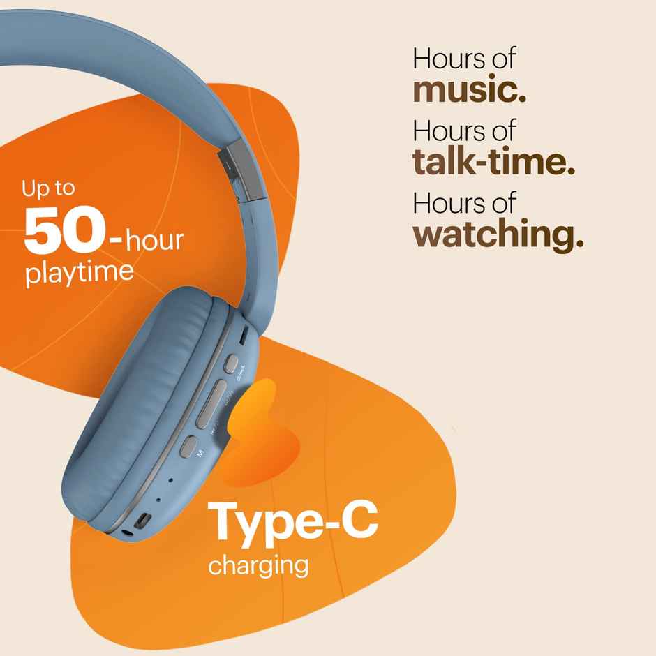Noise Two 50Hrs Playtime Low Latency(up to 45ms) Dual Pairing BT v5.3 Headphones | Serene Blue