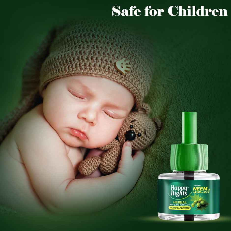 Happy Nights Neem & Herbal Mosquito Repellent Refill | Safe for Kids