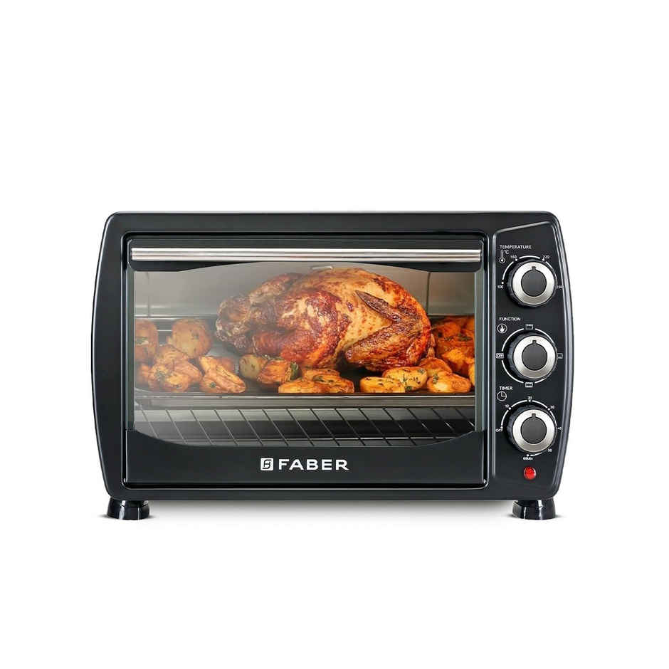 Faber 20L 1400 Watts OTG | 4 Stage Functions, Upper & Lower Heating | Indicator Light, Auto-Shut | Black