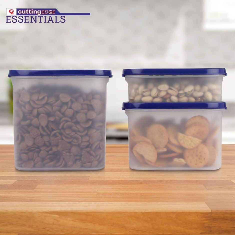 Cutting EDGE Plastic Modular Storage Containers |Set of 6 |525ml x2 |1200ml x2 |1800ml x2 |Dark Blue