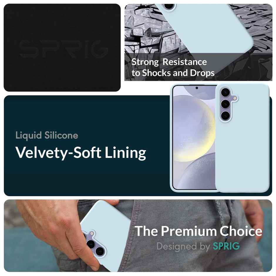 Sprig Premium Back Cover for Samsung Galaxy S24 Plus Phone Liquid Silicone Shock Proof | Light Blue