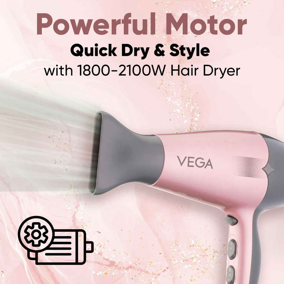 Vega Go Pro 2100W Professional Hair Dryer with 2 Speed & 3 Temperature Settings (VHDH-25)