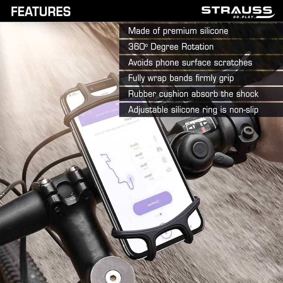 Strauss Silicon Mobile Phone Holder With 360 Degree Rotation | Grey
