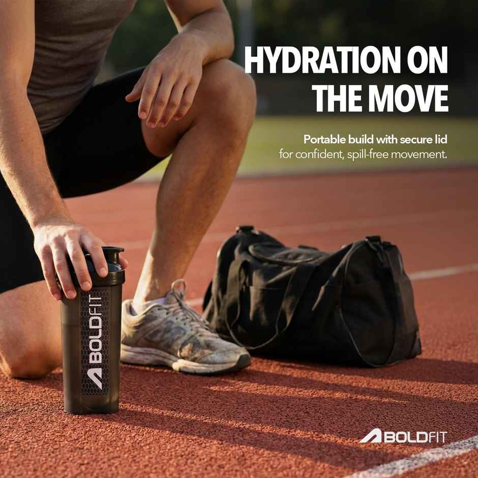 Boldfit Gym Typhoon Shaker Bottle | 700 ml | 100% Leakproof | Black