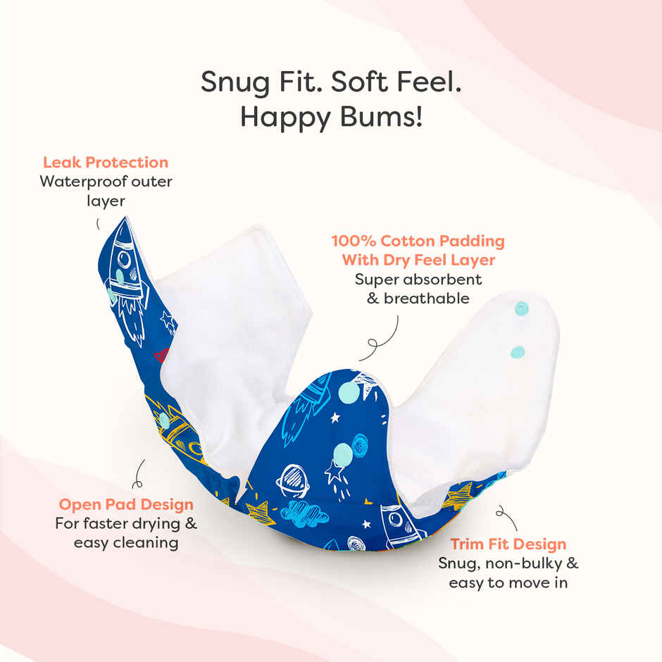 SuperBottoms Pack of 7 100% Cotton Reusable Cloth Diaper (3 Months to 3 Years) Washable & Rashfree