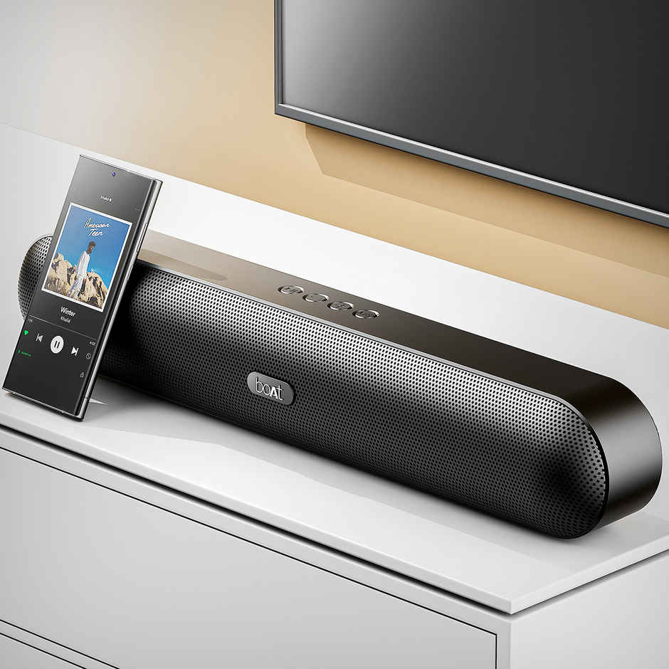 boAt Aavante Bar 480 BT Soundbar w/ 2.0 Channel Audio, 7H Playback(Classic Black)