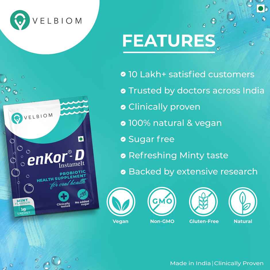 Velbiom EnKor-D | Oral Health Supplement | Prevents Sore Throat, Cough & Bad Breath