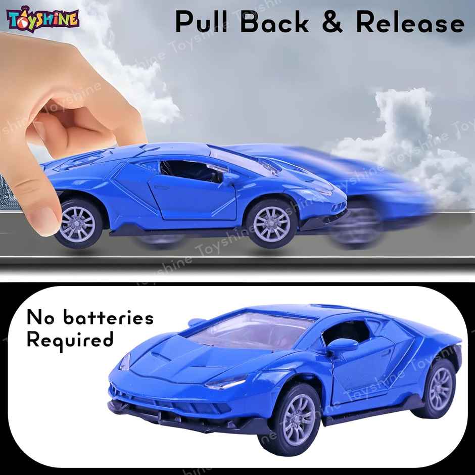 Toyshine 1:32 Scale Die Cast Sports Model Vehicle Toy Car With Pull Back, Blue